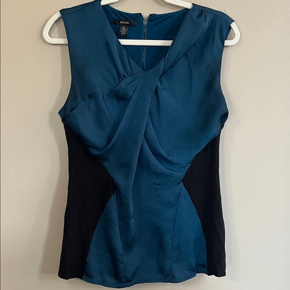 Alfani 2 piece sleeveless blouse and skirt size 8/medium black/teal - Picture 1 of 15